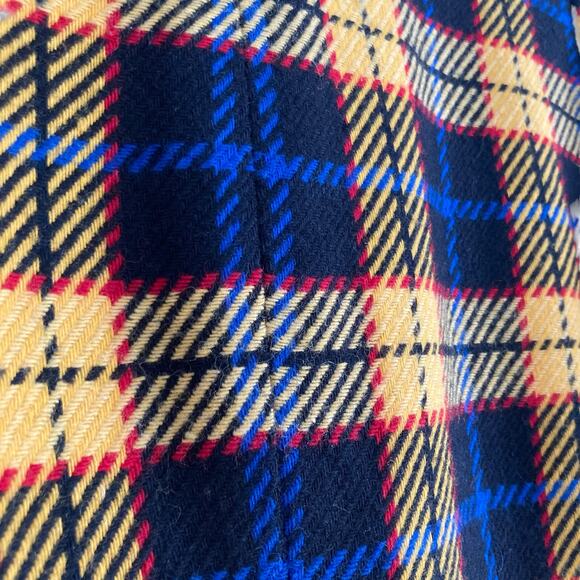 Vintage 90s Joan Leslie Yellow Black Tartan Wool Twill Velvet Blazer Size Medium - Picture 14 of 16